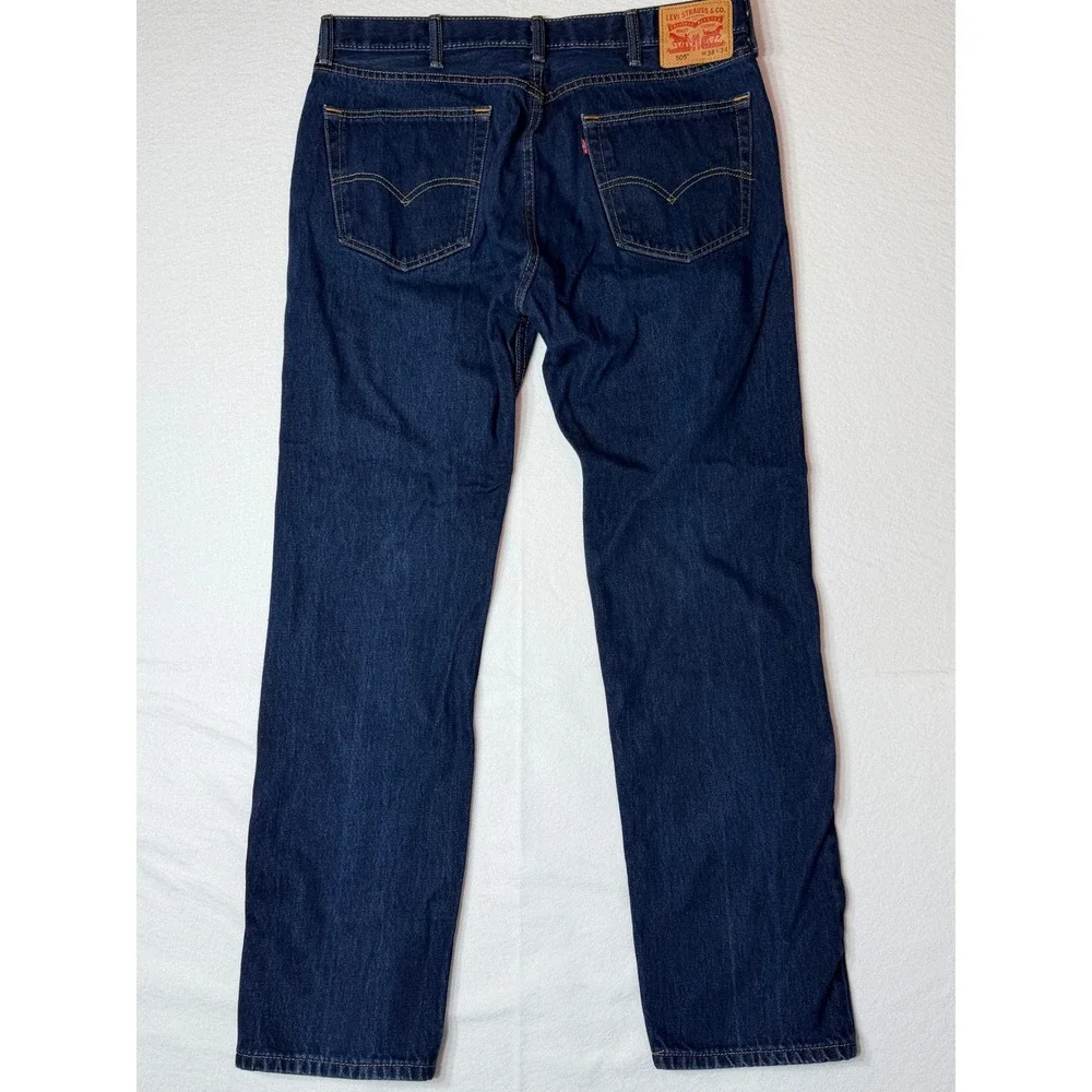 Levi Strauss & Co 505 Mens Jeans Dark Wash‎ Straight Fit W38 L34 (actual 33)